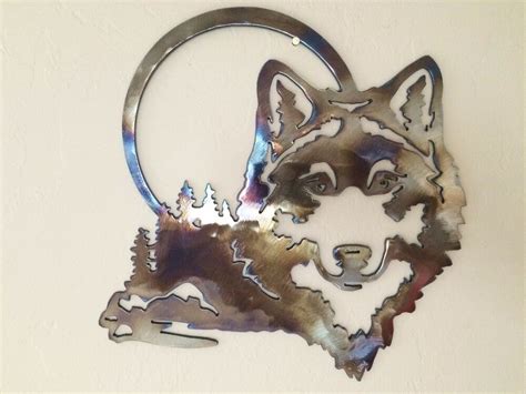 My creation i will cross the ocean for you caroline wolf home decor. Wolf Scene w/Moon Metal Wall Art Decor | eBay