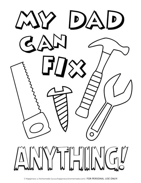 Printable Fathers Day Card Coloring Page Fathers Day Coloring Page
