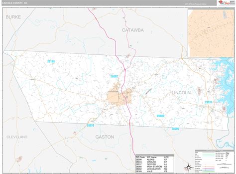 Lincoln County Nc Wall Map Premium Style By Marketmaps Mapsales