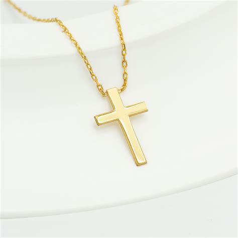 Handmade K Solid Gold Cross Necklace K Solid Gold Etsy