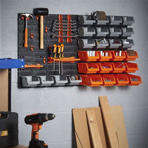 New 72 Pcs Wall Mounted Peghook Storage Bin Panel Set Garage Storage