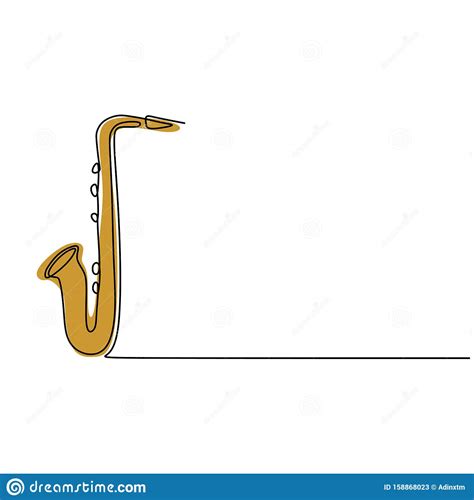 one continuous line drawing saxophone music instrument vector illustration minimalist design