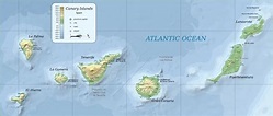 Canary Islands physical map - Ontheworldmap.com