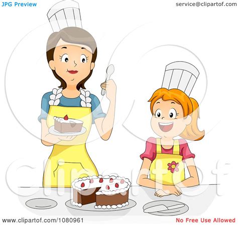Clipart Home Economics Teacher Tasting A Girls Cake Royalty Free