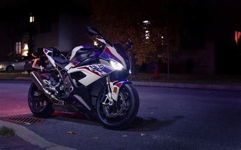 Download Wallpapers Bmw S1000 Rr Side View Night Blue White S1000 Rr