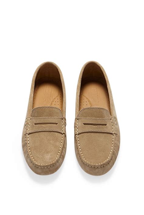 Hugs And Co Taupe Penny Loafer Driving Shoes For Women Moccasin Style