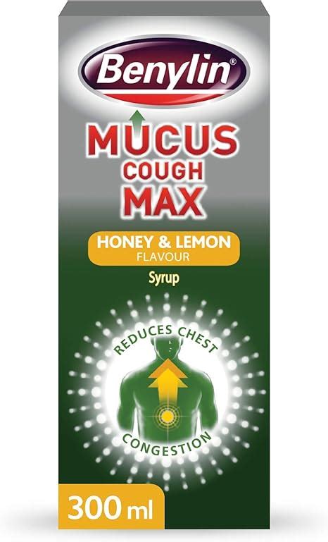 benylin mucus cough max honey and lemon flavour helps reduce cough intensity from day 1