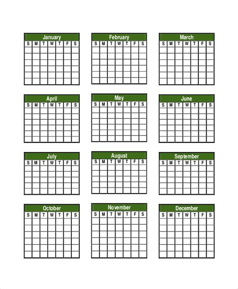 10 Year Calendar Template