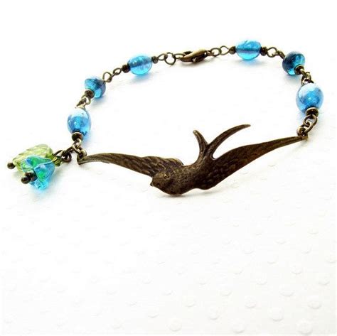 Flying Bird Bracelet Antique Bronze And Teal By Jinjajewellery 7 00