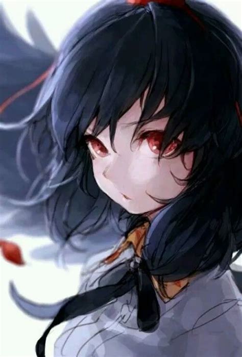 Anime Girl Cute Dark Kawaii Black Hair Red Eyes Art Anime
