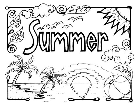 Summer Fun Coloring Page Digital Print By Missjennydesignsus On Etsy