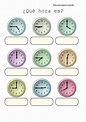 Recursos educativos: Fichas para aprender las horas del reloj