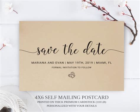 Simple Save The Date Postcards Formal Wedding Save The Dates Save