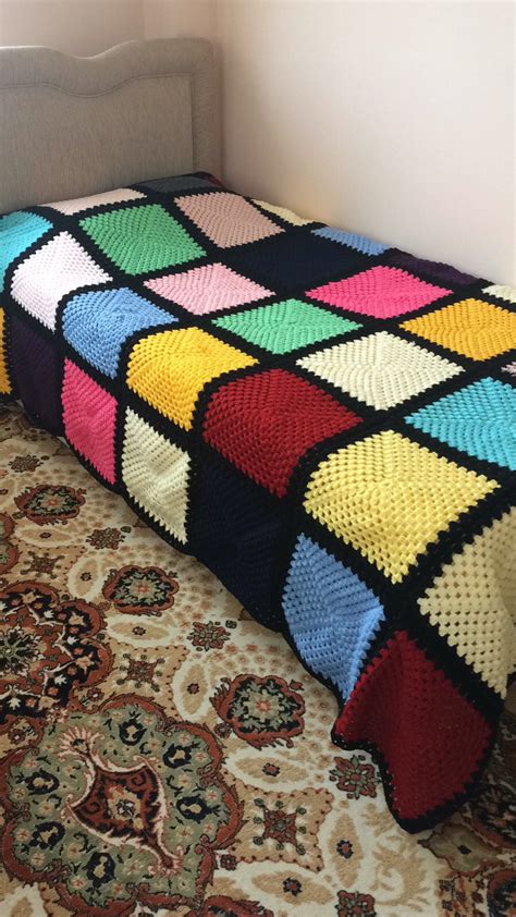 T I I Plaid Crochet Crochet Throw Crochet Rug Crochet Bedspread