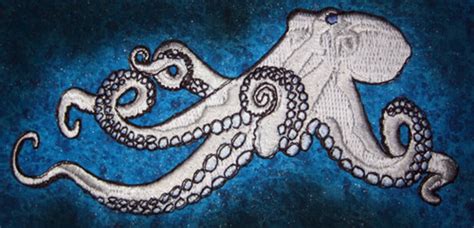 Huge Giant Octopus Octopie Jacket Back Iron On Patch White And Etsy