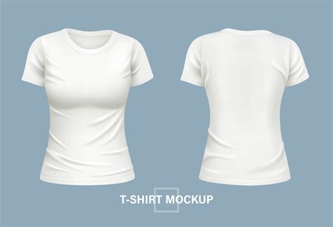 T Shirt Woman Mockup Front And Back Illustrations Vector Art At