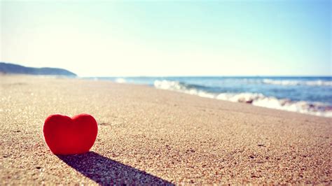 Love Heart On Beach Hd Photo Background Hd Wallpapers