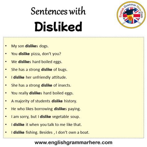 Sentences With Disliked Disliked In A Sentence In English Sentences For Disliked English