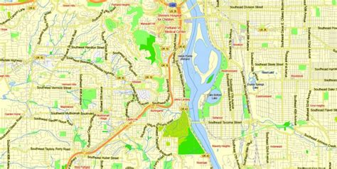 Portland Vancouver Oregon City Salem Large Area Printable Map