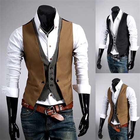 Fashion High Quality Men Vest Mens Casual Suit V Necked Slim Fit Vests