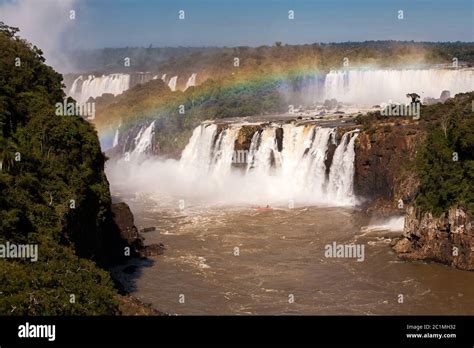 Rainbow In Iguazu Falls National Park Stock Photo Alamy