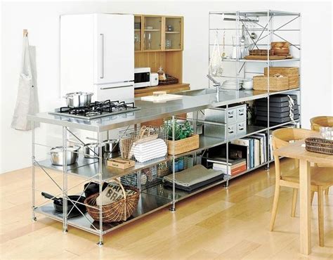 Stainless steel kitchen shelving units with wheels. Kitchen [MUJI Stainless Steel Unit Shelf Kitchen ...