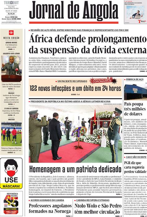Jornal De Angola Terça 13 De Outubro De 2020