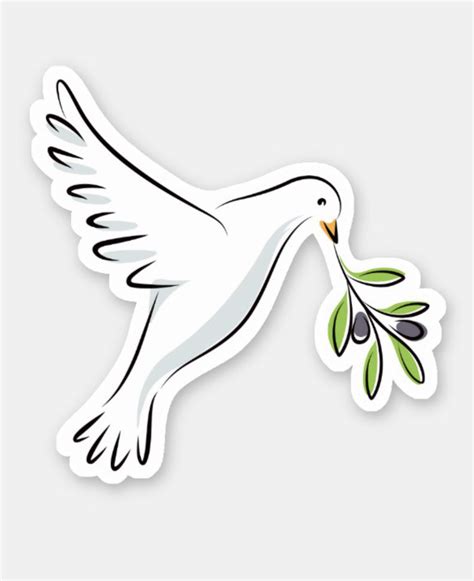 White Peace Dove With Olive Branch Sticker In 2021 Dove