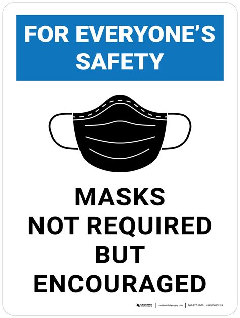 For Everyones Safety Masks Not Required But Encouraged Wall Sign