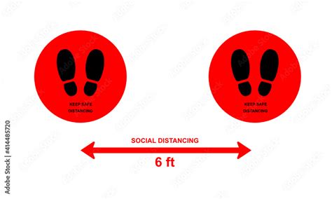 Please Keep Your Distance 6 Feet Or 2 Meter Vector Sign Social