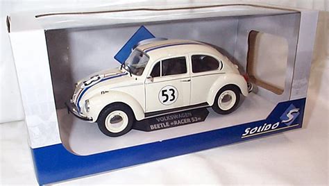 Solido White No53 Racer Herbie Volkswagen Beetle Car 118 Scale Diecast