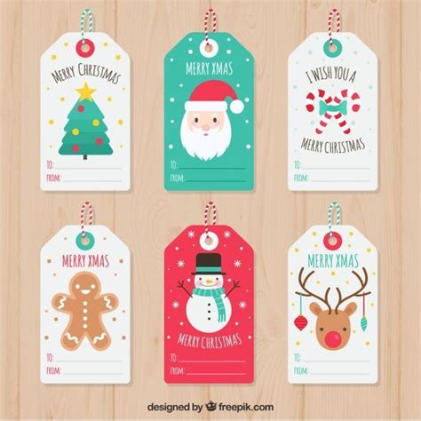 Set De Bonitas Etiquetas De Navidad Vector Gratis Etiquetas Navidad