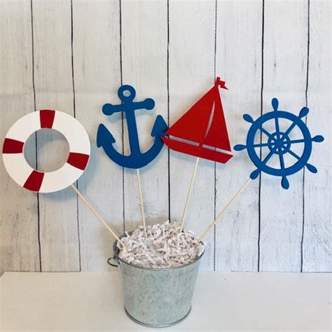 Nautical Centerpieces Ahoy Its A Boy Party Decor Baby Shower Etsy