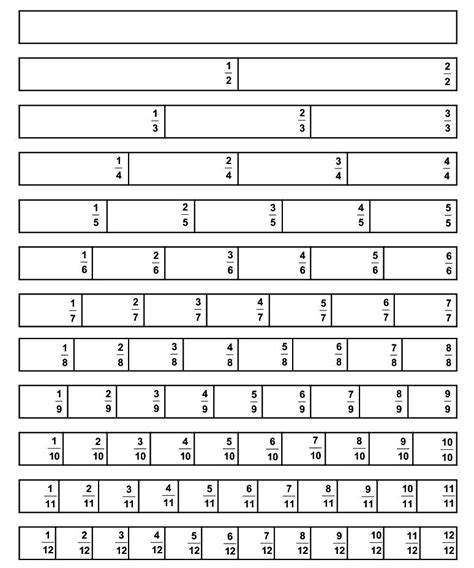 Free Fraction Strips Printable Worksheets Interactive