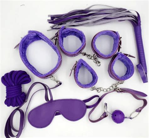 Aliexpress Buy 7Pcs Kit Purple PU Leather Bondage Set Adult Bed