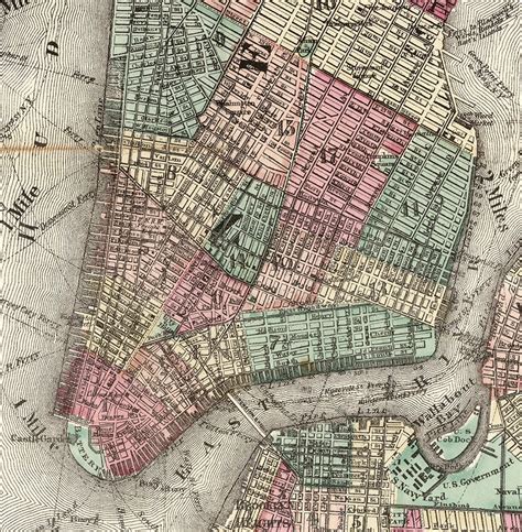 Map Of New York City Lower Manhattan 1850 Vintage Etsy