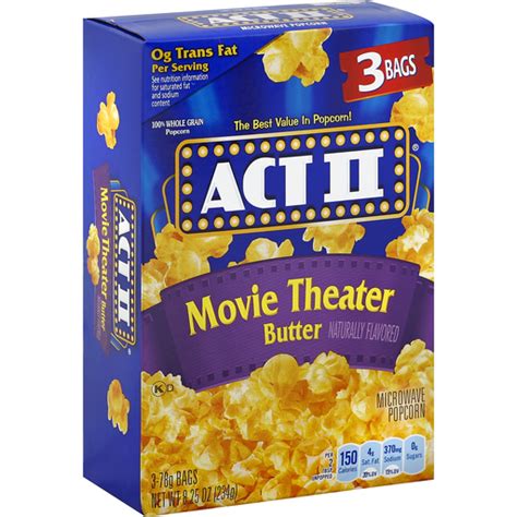 Act Ii Movie Theater Butter Microwave Popcorn 3 78g Bags Unpopped