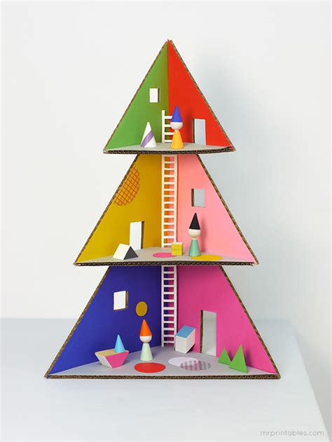 To make a gift box out of a greeting card, start by cutting the card in half. Turn a cardboard box into a DIY Christmas dollhouse - Cool ...