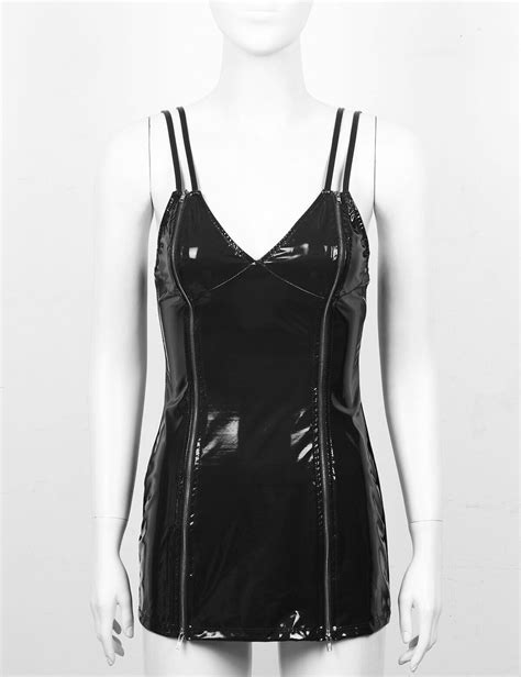 Sexy Women Shiny Wetlook Leather Bodycon Short Mini Dress Evening Party Clubwear Ebay