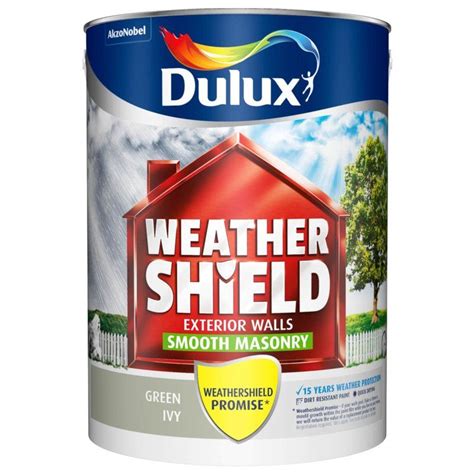 Dulux Weathershield Smooth Masonry Green Ivy 5l Masonry Paint Dulux