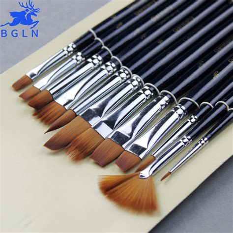 12pcs Variety Style Paint Brushes Set Short Handle Nylon Hair Painting