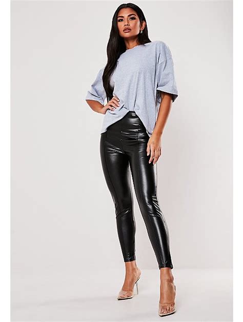 missguided black faux leather legging women george at asda