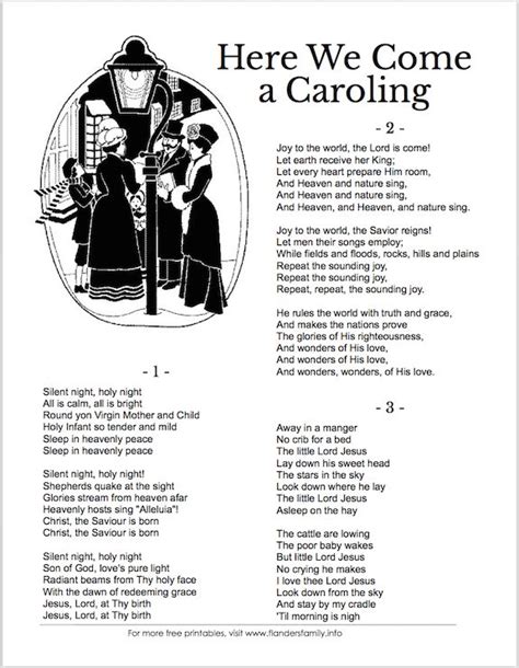 Free Printable Christmas Carol Lyric Sheets Christmas Carols Songs