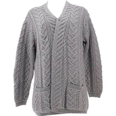 Aran Crafts Sweaters Aran Craft Merino Wool Open Front Cardigan Sweater Soft Grey A472425r