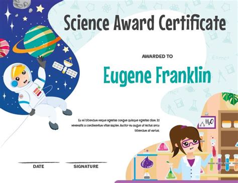 Printable Elementary Science Award Certificate Template Inside Awesome