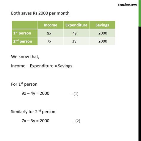 Example 11 Ratio Of Incomes Of Two Persons Is 9 7 Elimination