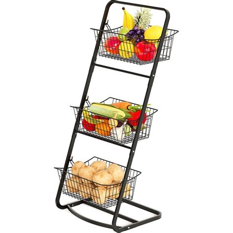 wire market basket stand 3 tier fruit baskets with removable wire baskets for fruit vegetables