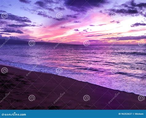 Purple Sunset Maui Stock Image Image Of Purples Mother 96353637