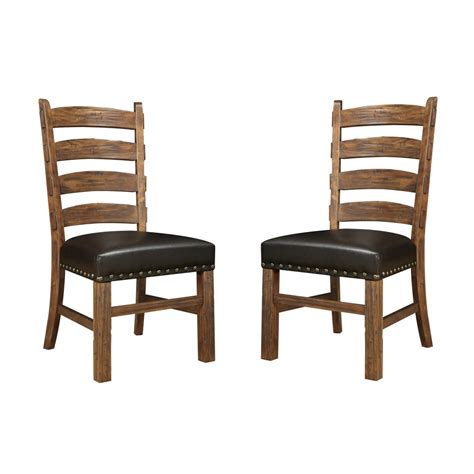 Wallace And Bay Dodson Brindled Pine Dining Chair With Faux Leather