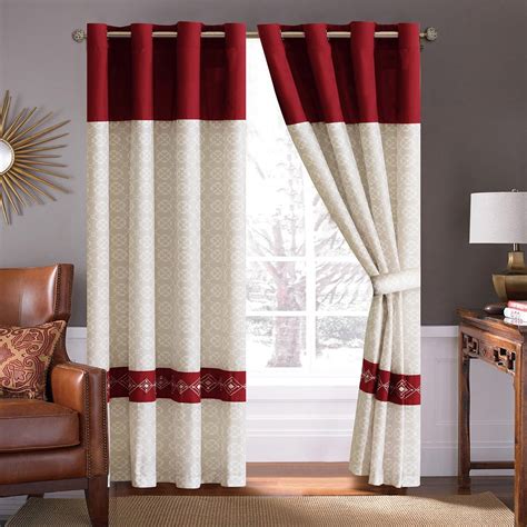 Burgundy And Beige Curtains